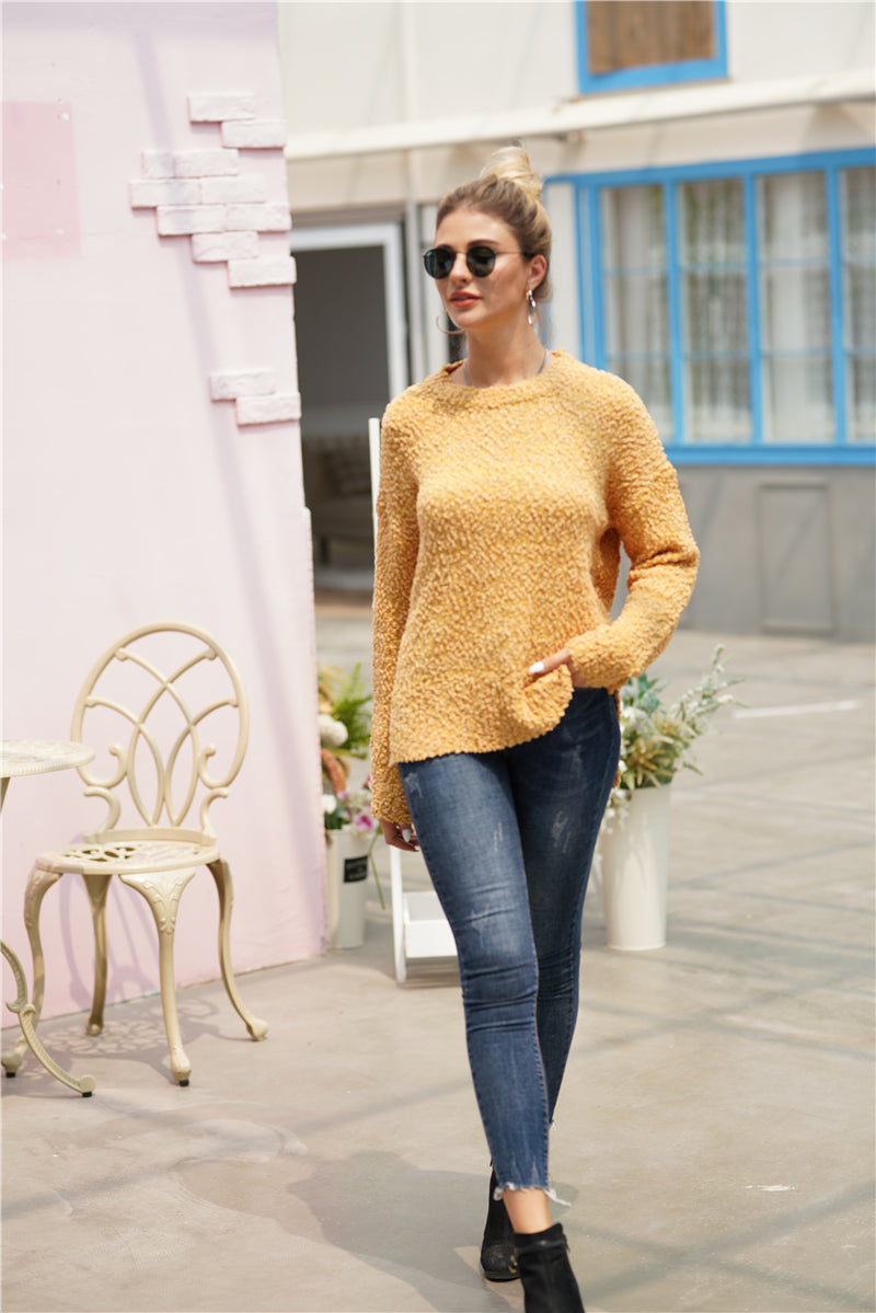 Fuzzy Side Slit High-Low Sweater