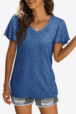 V-Neck Flutter Sleeve Tee Shirt