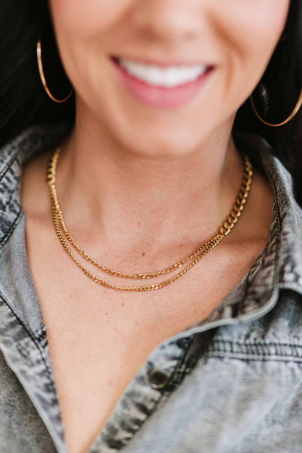 Take My Hand Gold-Plated Double-Layered Chain Necklace