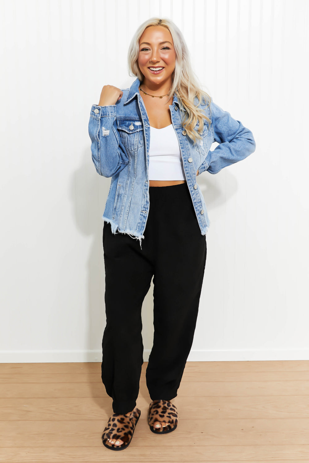 Zenana Going Apple Picking Full Size Distressed Denim Jacket