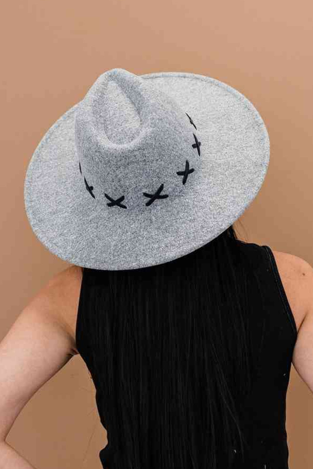 Fame X-Stitch Flat Brim Fedora Hat