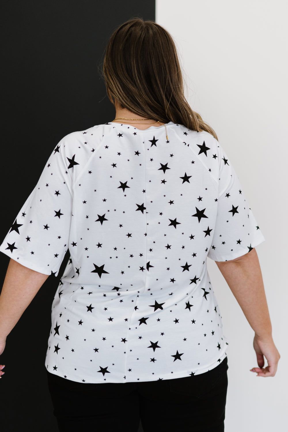 Zenana Made of Stars Full Size Tee in Ivory and Black