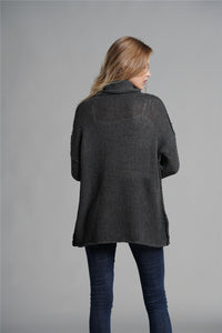 Exposed Seam Funnel Neck Tunic Sweater