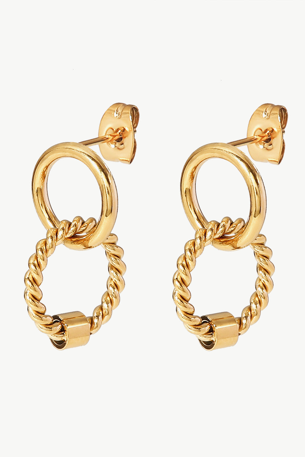 Twisted Double-Hoop Drop Earrings