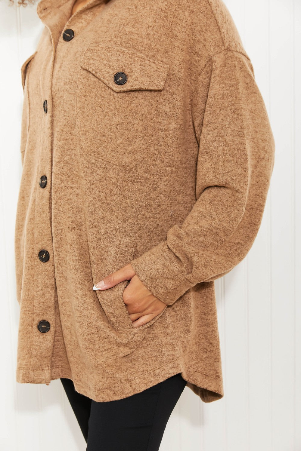 Zenana Create Coziness Full Size Brushed Melange Shacket