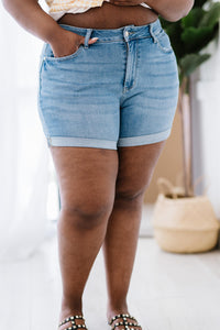 Judy Blue Trisha Full Size High Rise Cuffed Denim Shorts