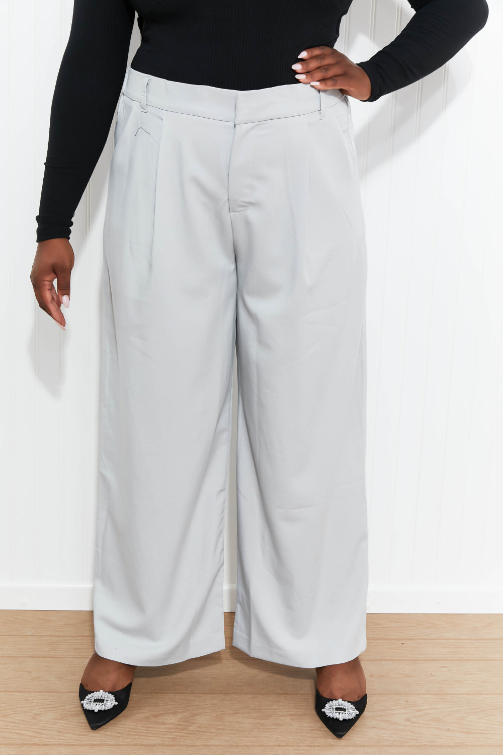 White Birch Ready to Slay Full Size High-Waisted Trousers