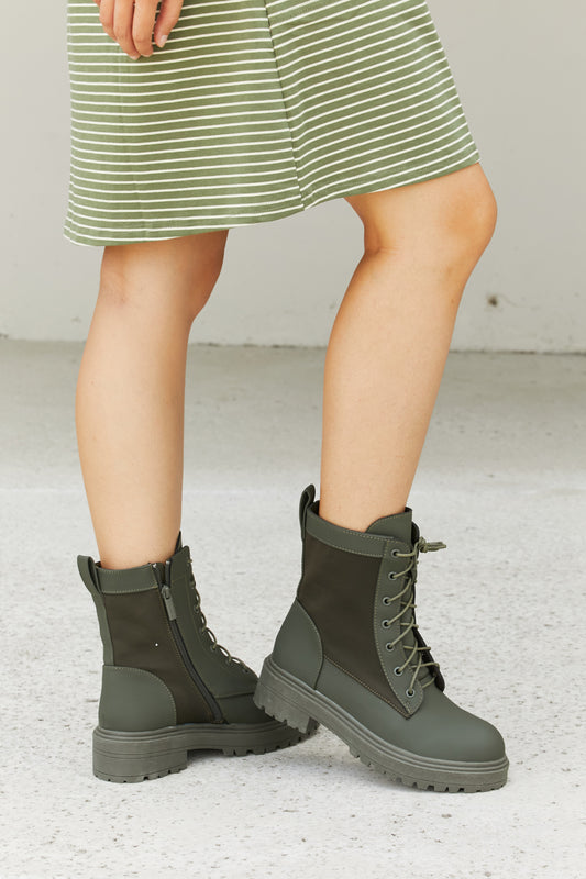 Weeboo City Mood Lug Sole Lace-Up Combat Booties