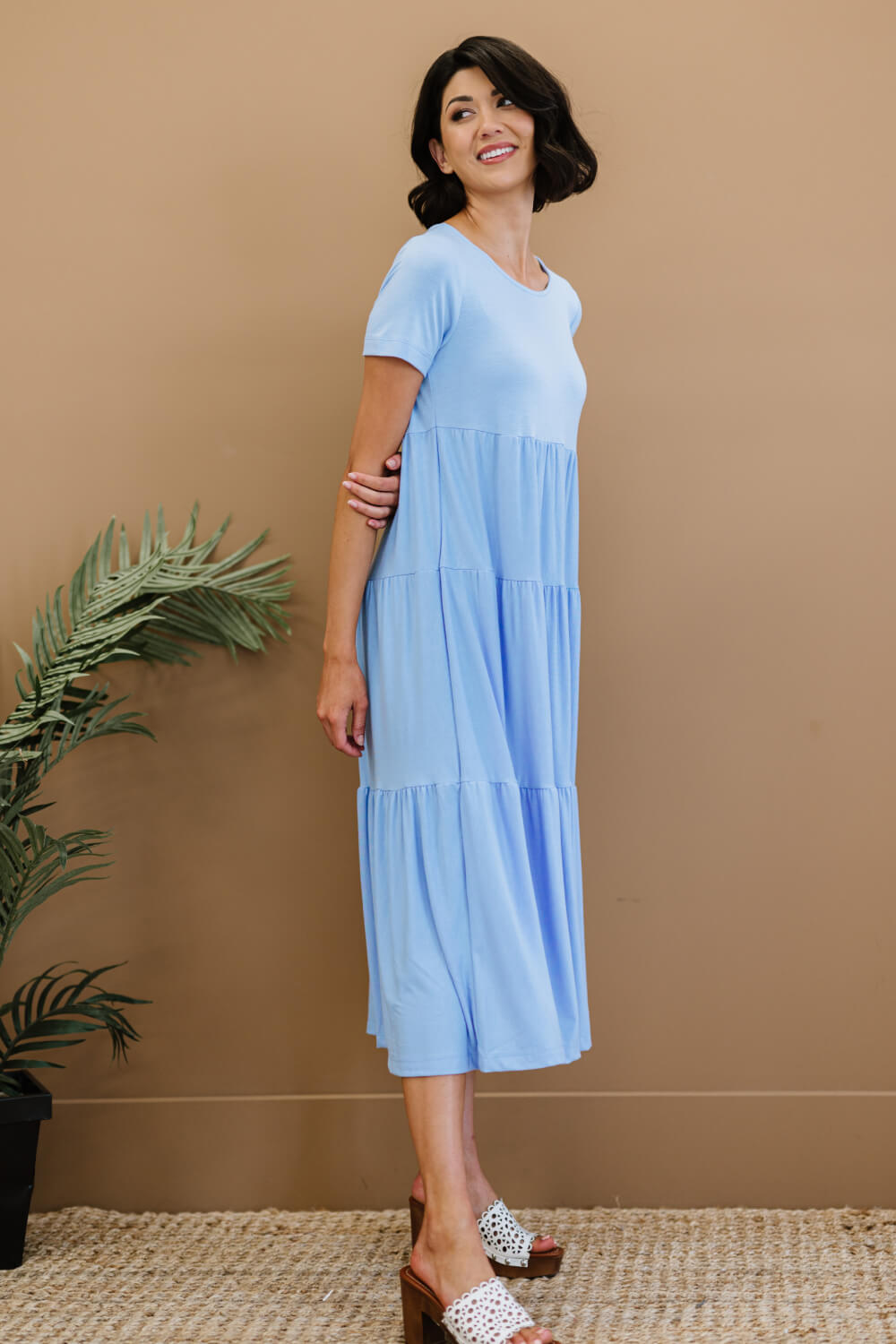 Zenana First Impressions Full Size Tiered Midi Dress