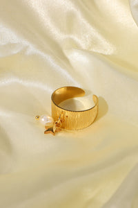 Gold-Plated Open Ring with Star Charm