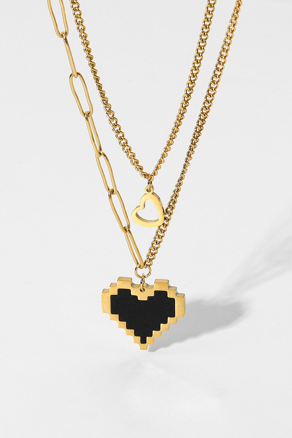 Double-Layered Heart Pendant Necklace