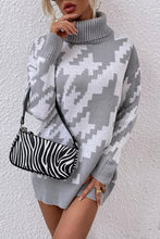 Load image into Gallery viewer, Houndstooth Long Sleeve Turtleneck Sweater
