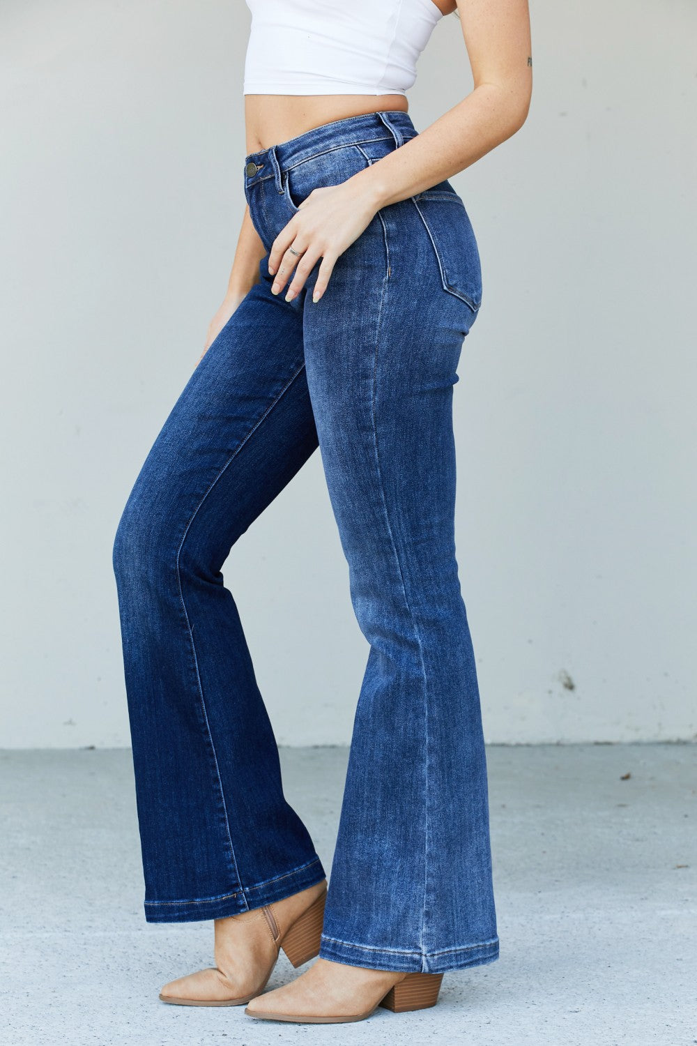 RISEN Full Size Two-Tone Bootcut Jeans