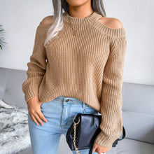 Load image into Gallery viewer, Rib-Knit Cold Shoulder Long Sleeve Sweater
