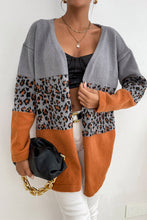 Load image into Gallery viewer, Leopard Print Color Block Dropped Shoulder Cardigan
