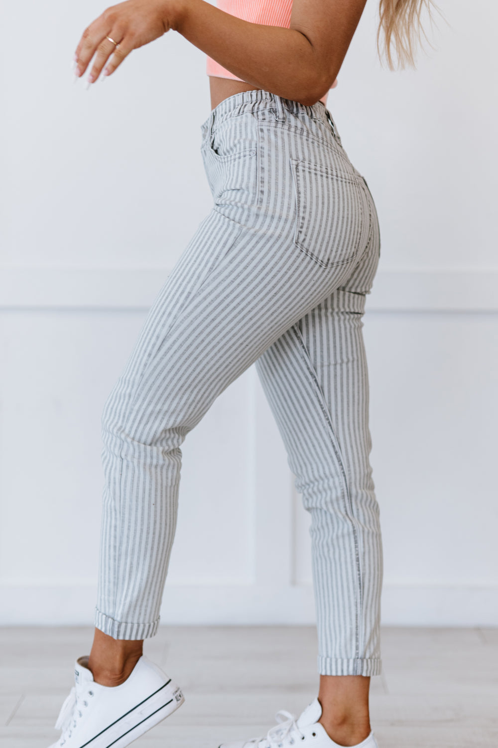 Kancan Valentina Pinstripe Mom Jeans