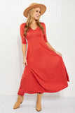 Acting Pro Cincinnati Style Full Size V-Neck Maxi Dress