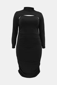 Plus Size Ruched Bodycon Dress and Bolero Set