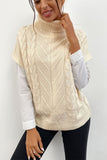 Cable-Knit Turtleneck Short Sleeve Sweater