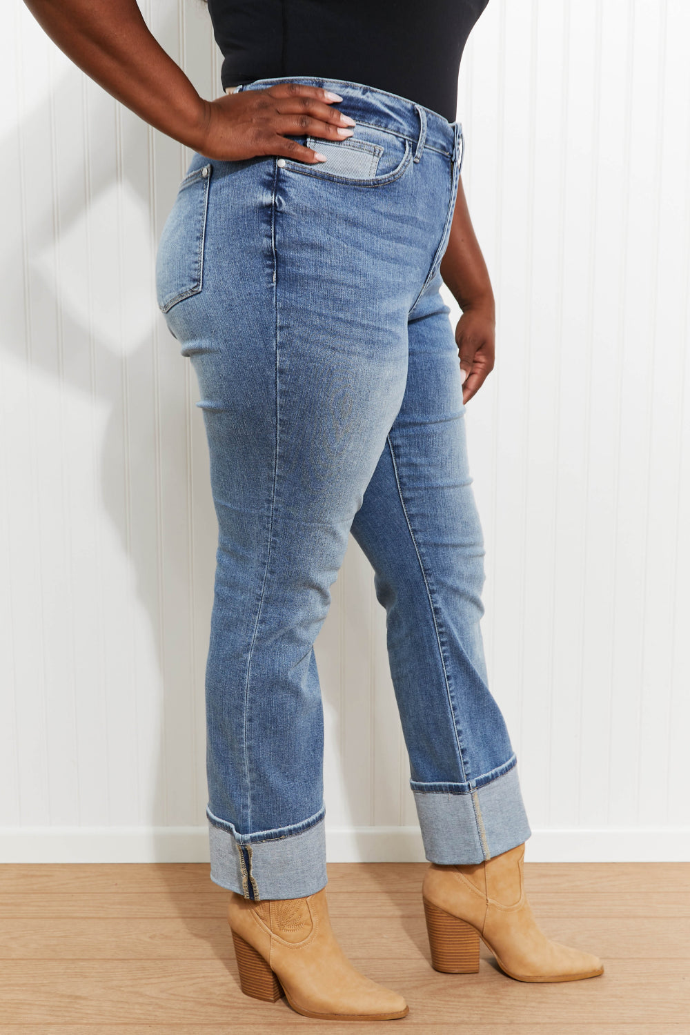 Judy Blue Lennon Full Size Wide Cuff Straight Leg Jeans