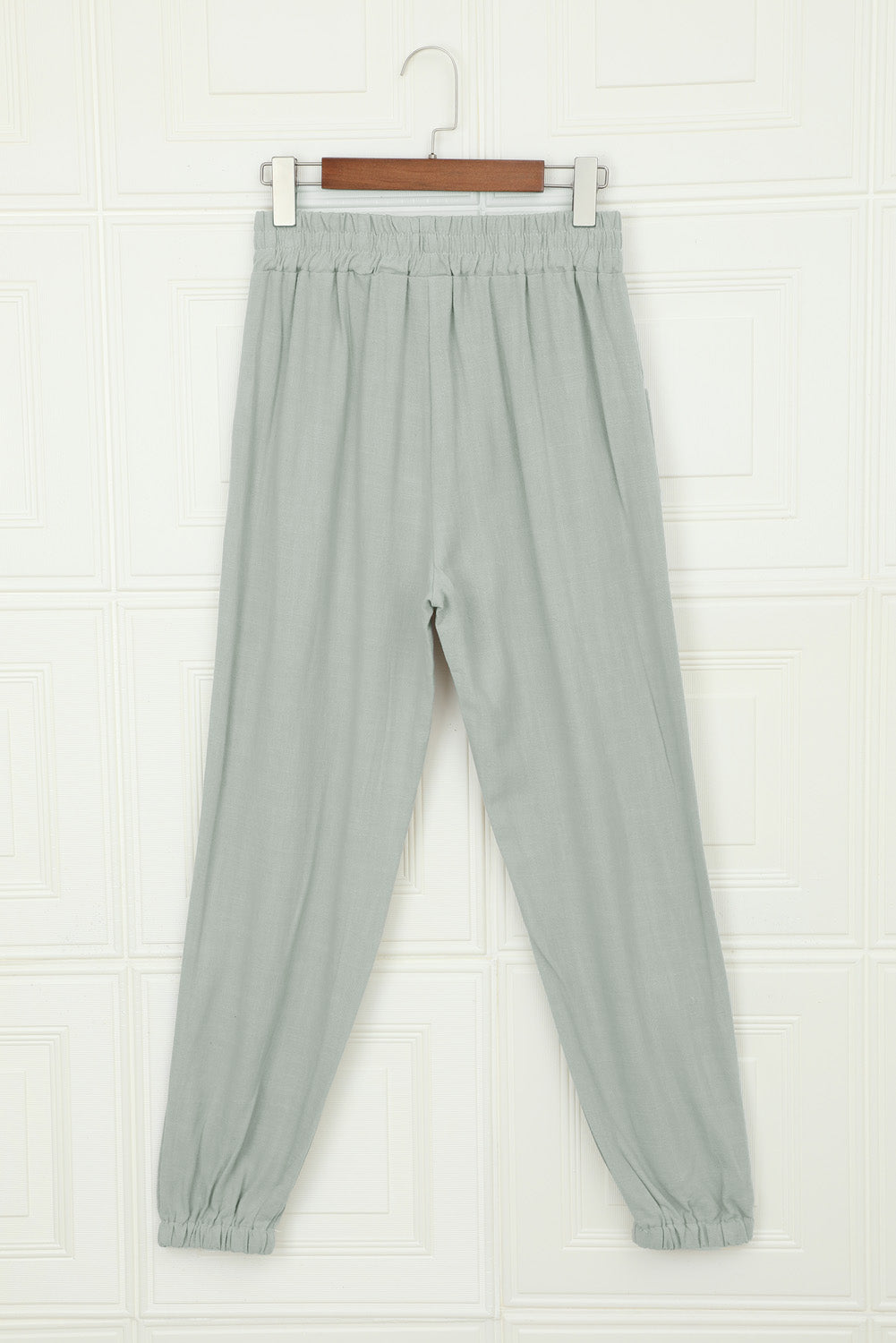 Linen Pocketed Elastic Waistband Joggers