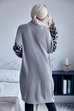 Load image into Gallery viewer, Leopard Sleeves Waffle Knit Open Front Cardigan
