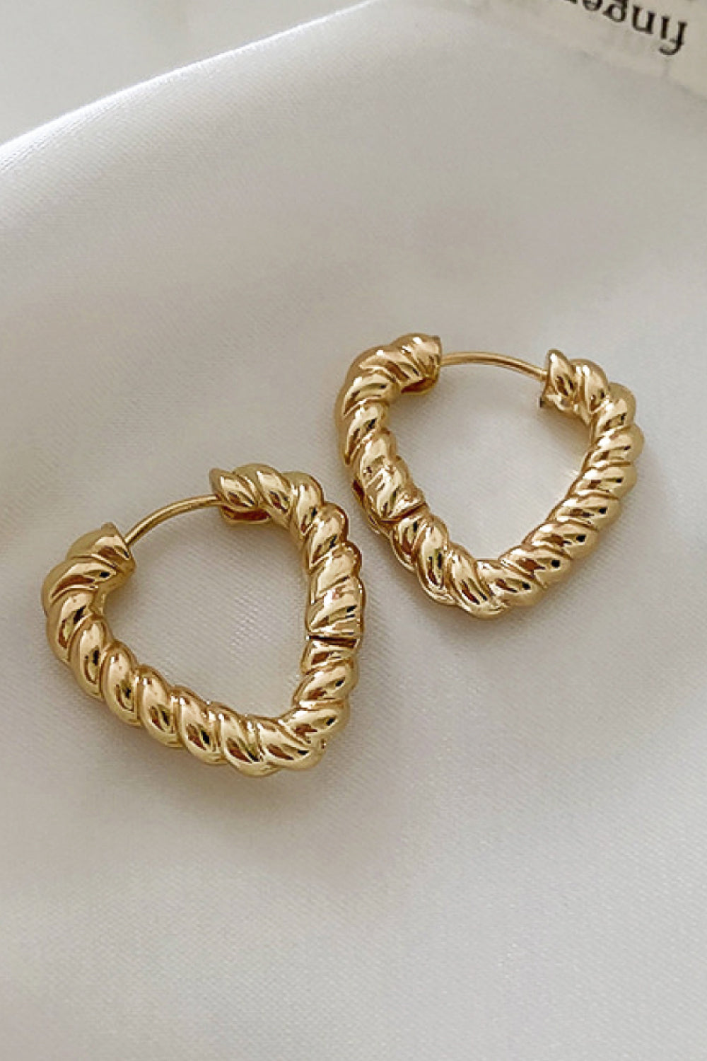 Twisted Triangle Hoop Earrings in Gold