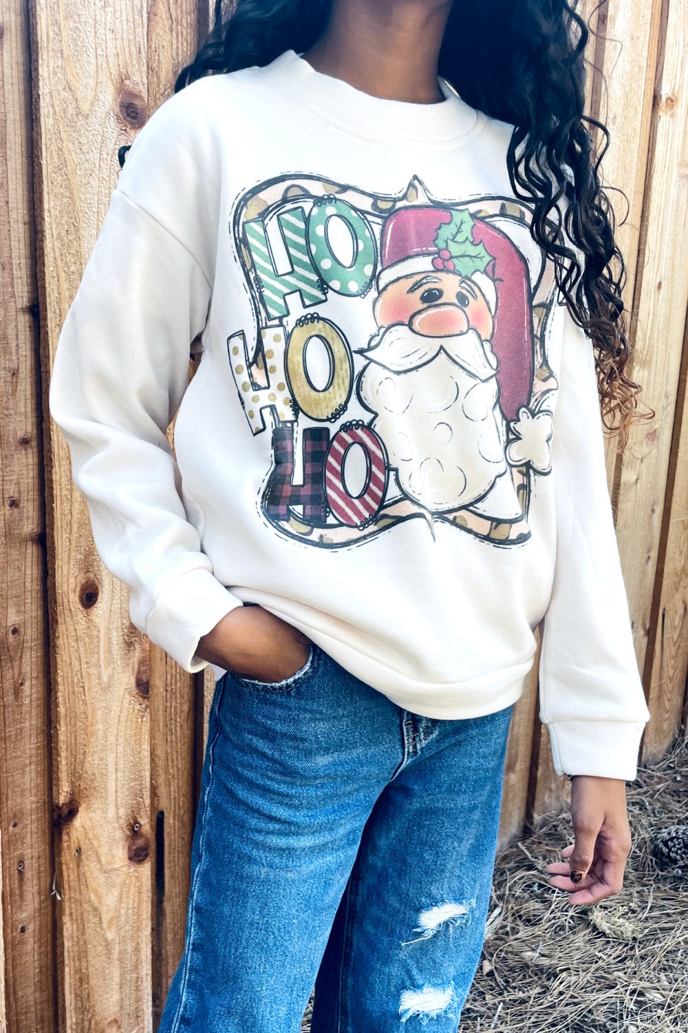 TEES2URDOOR Full Size Mommy and Me Christmas Graphic Dropped Shoulder Sweatshirt