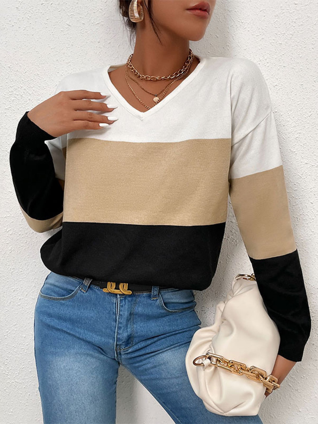 Triple Color Block Long Sleeve Top