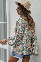 Load image into Gallery viewer, Floral Tie Neck Babydoll Blouse
