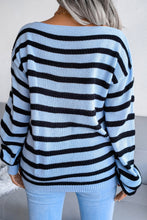 Load image into Gallery viewer, Striped Boat Neck Long Sleeve Sweater
