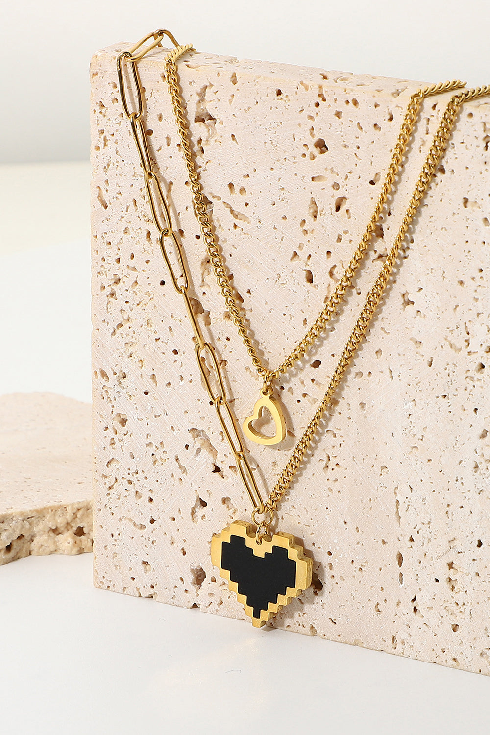 Double-Layered Heart Pendant Necklace