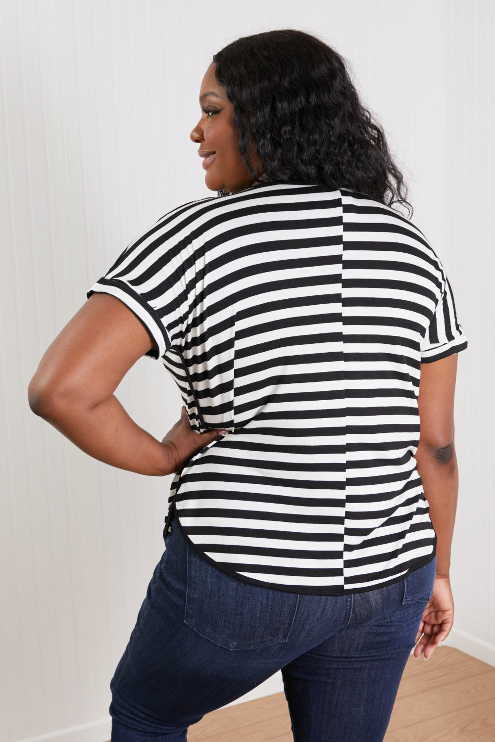 Sew In Love Everyday Essentials Full Size Striped V-Neck Tee