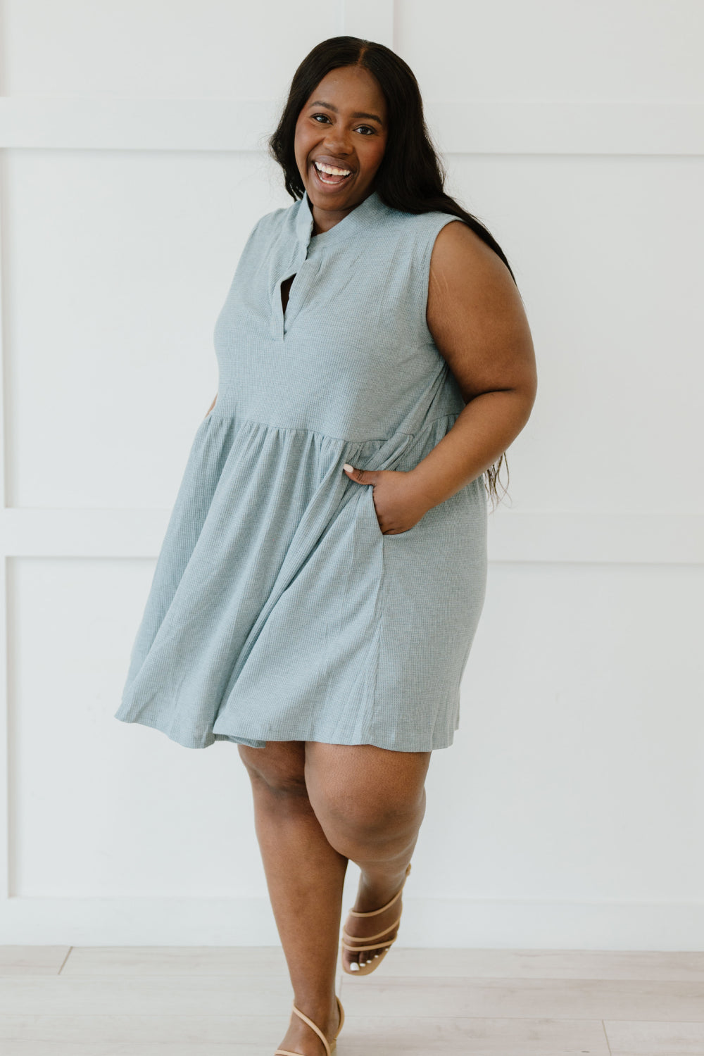 Sew In Love Weekday Wonder Full Size Run Babydoll Dress in Silver