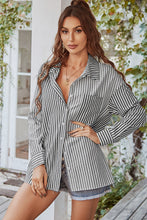 Load image into Gallery viewer, Vertical Stripes Button Down Shirt with Pocket
