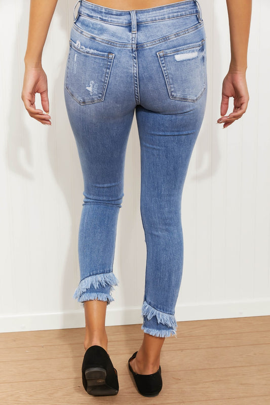 Zenana Katrina Full Size Mid-Rise Distressed Skinny Jeans