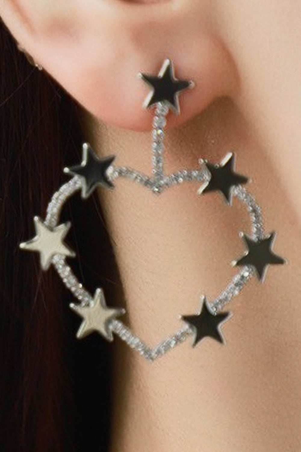 Star Zircon Heart-Shaped Earrings