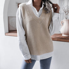 Load image into Gallery viewer, Rib-Knit V-Neck Sweater Vest
