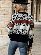 Load image into Gallery viewer, Printed Color Block Round Neck Sweater
