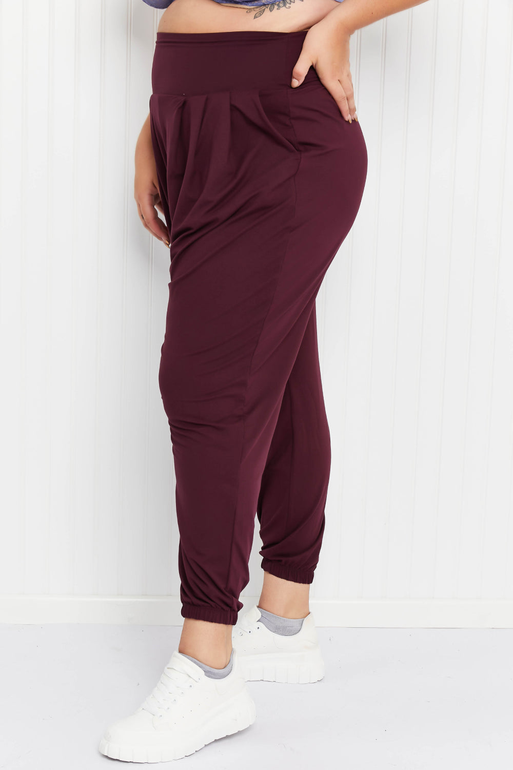 Rae Mode Full Size Deep Breaths Pleated Harem Joggers