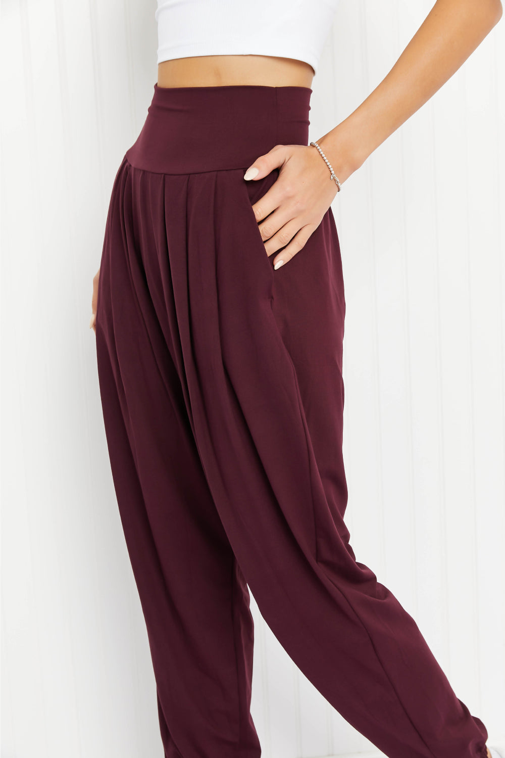 Rae Mode Full Size Deep Breaths Pleated Harem Joggers