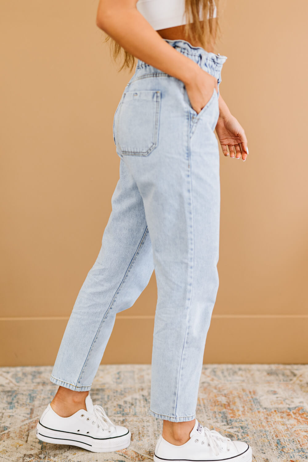 Zenana Megan Full Size Run Paperbag Waist Barrel Jeans