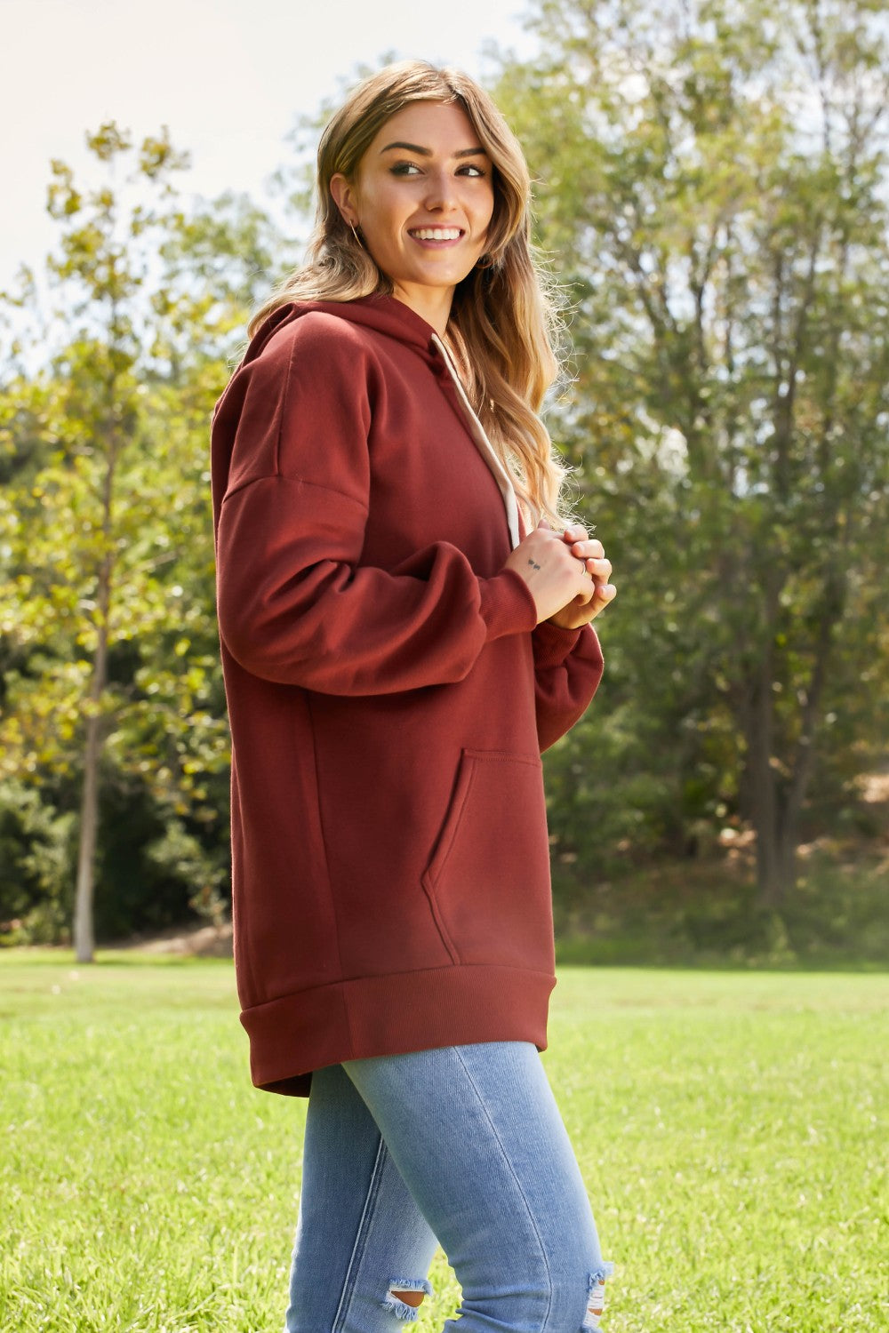 Zenana Hay Ride Full Size Longline Hoodie