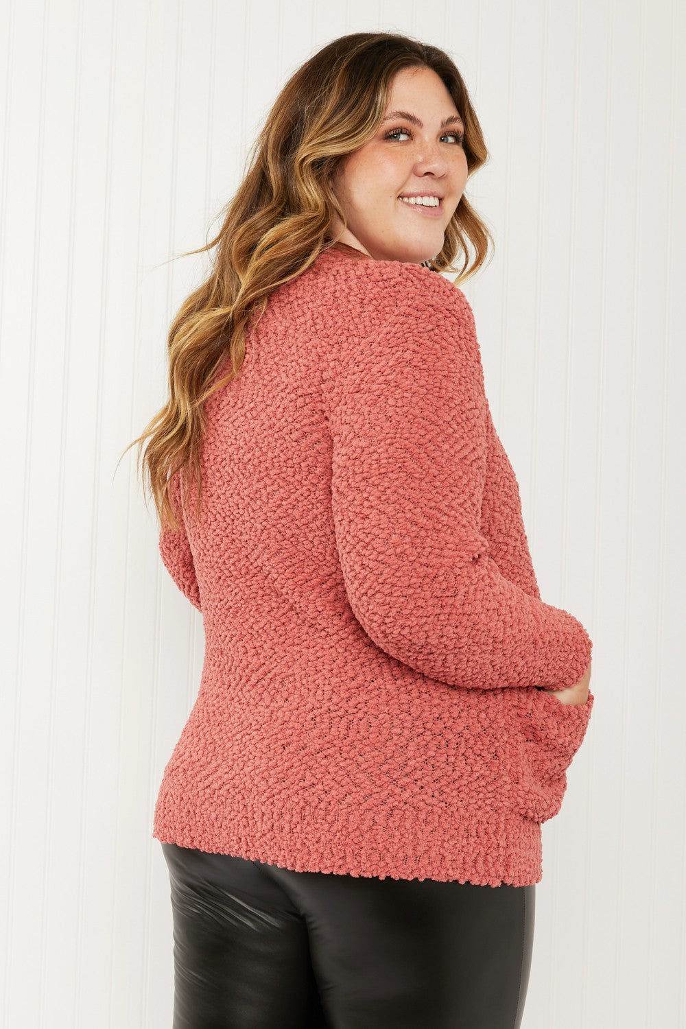 Zenana Now and Then Full Size Popcorn Knit Cardigan