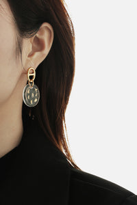 Gold Circular Pendant Earring