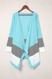 Striped Color Block Open Front Cardigan