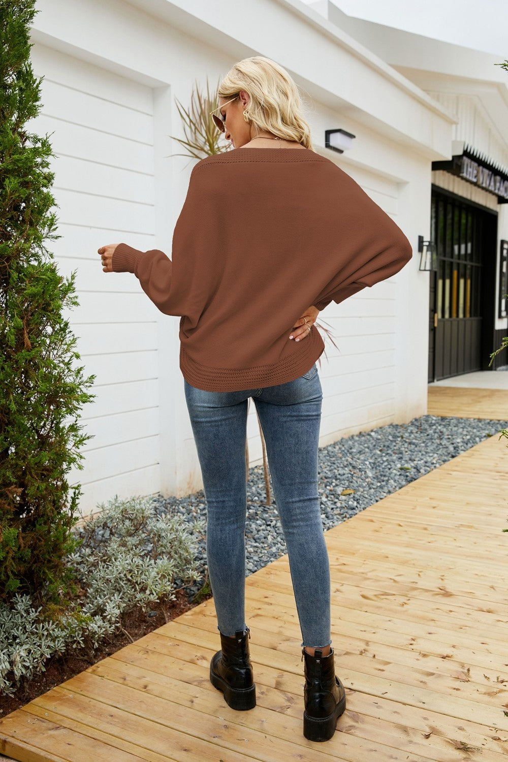 V-Neck Dolman Sleeve Sweater