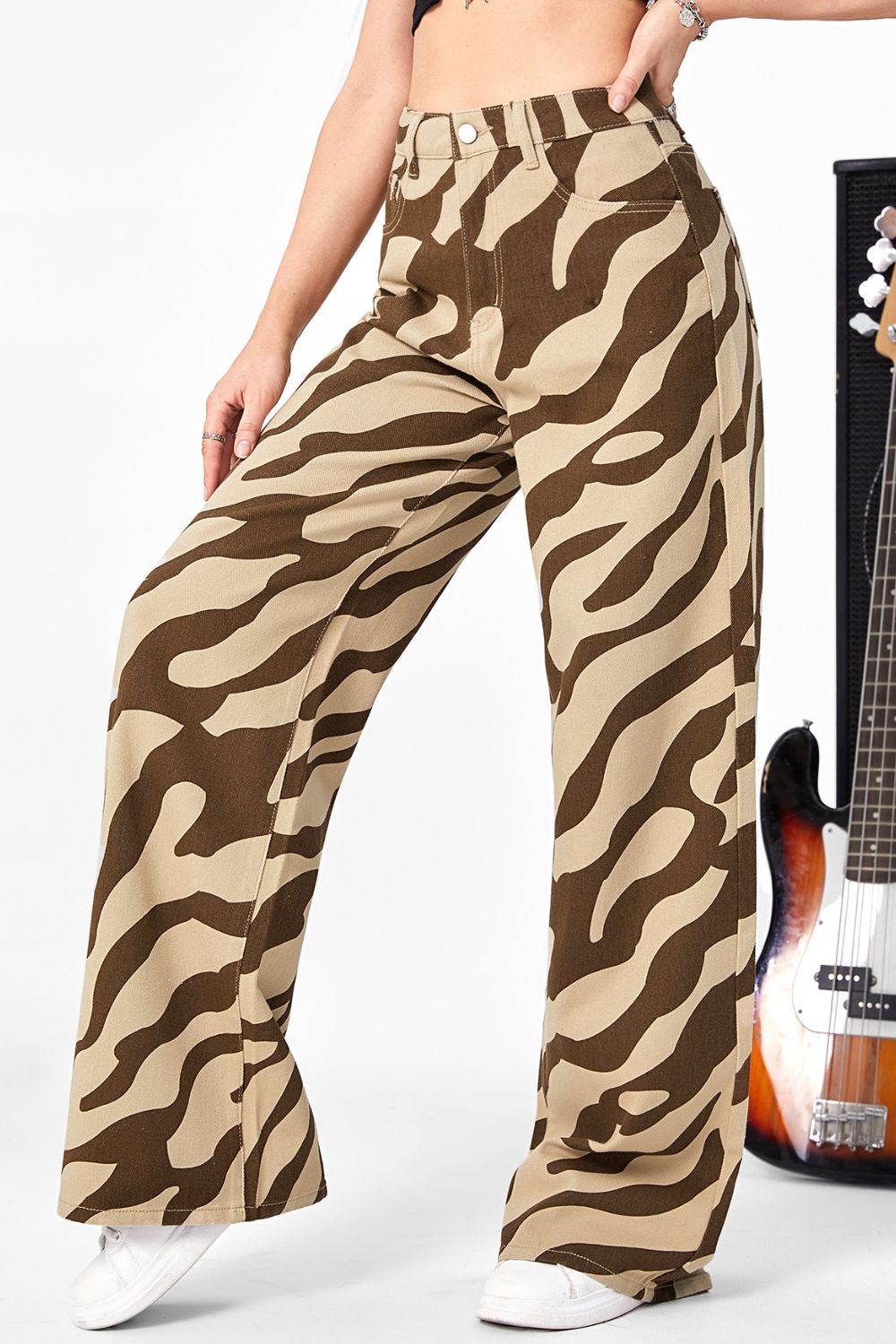 Animal Print High Waist Wide Leg Pants