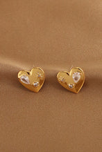 Load image into Gallery viewer, Heart Inlaid Rhinestone Stud Earrings
