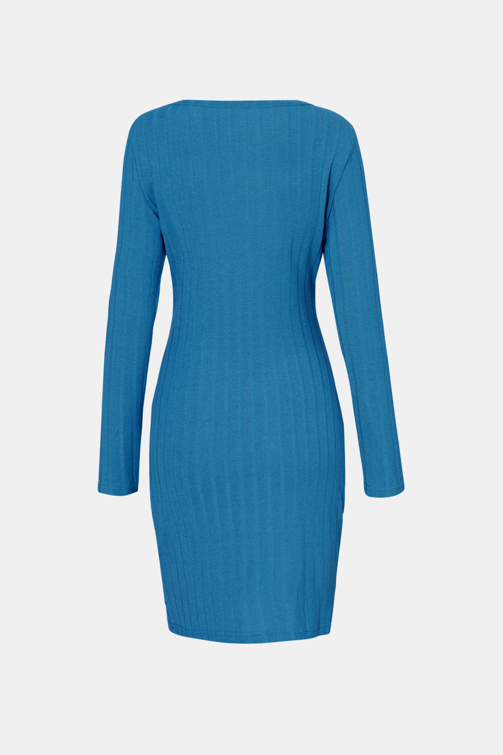 Tied Long Sleeve Ribbed Dress